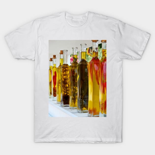 Olive Oil Bottles T-Shirt by Ludwig Wagner